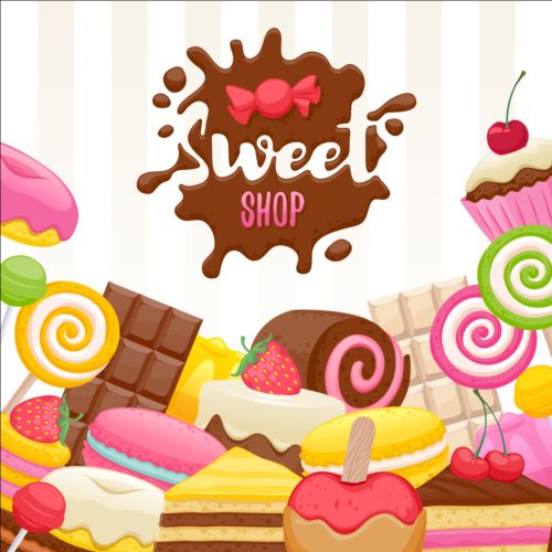 Sweet shop background art vector 01 sweet shop background   