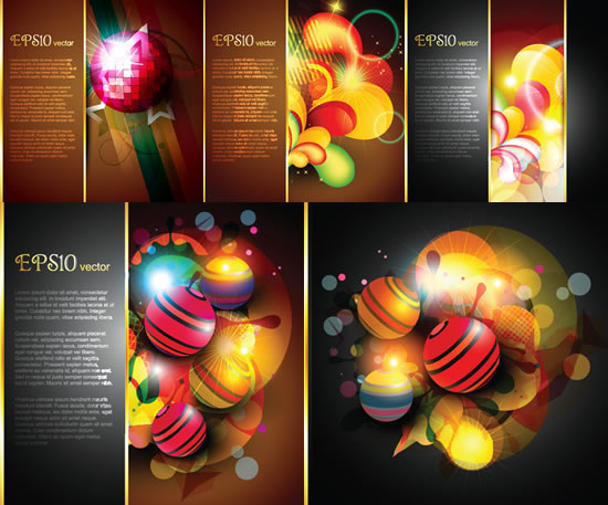 Modern ball background vector set pictures halo background halo glare   