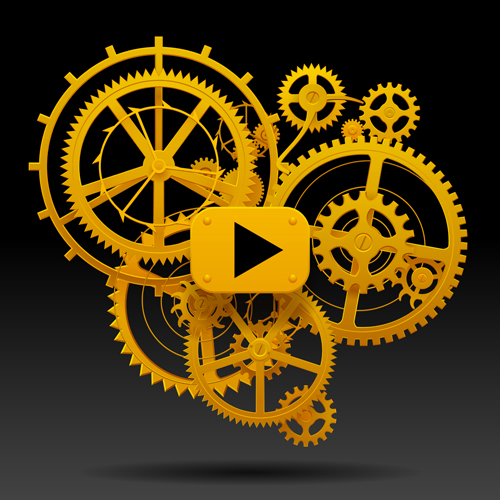 Golden gear wheels with player button vector player golden gear wheels button   