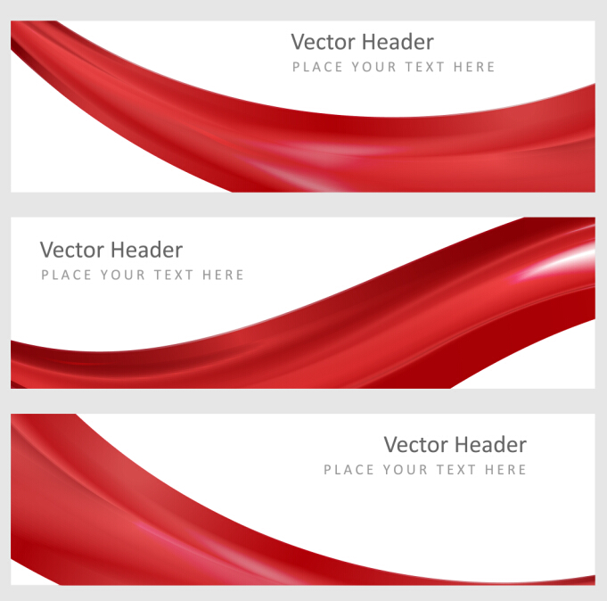 Red wavy banners vector set 01 wavy red banners   