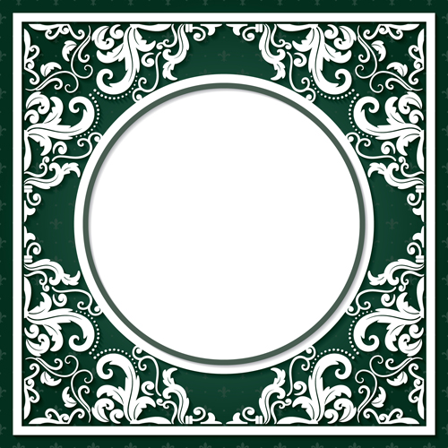 White floral frame with green background vector white green frame floral background   