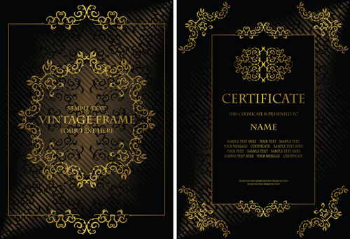 Vintage luxury certificates template set vector 01 vintage template luxury certificates   