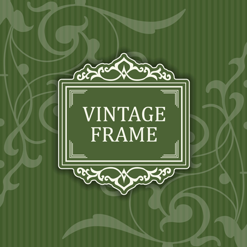 Dark green background with vintage frame vector vintage green frame dark background   