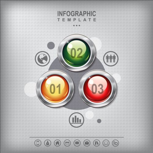 Business infographic with metal button vector 04 metal infographic button business   