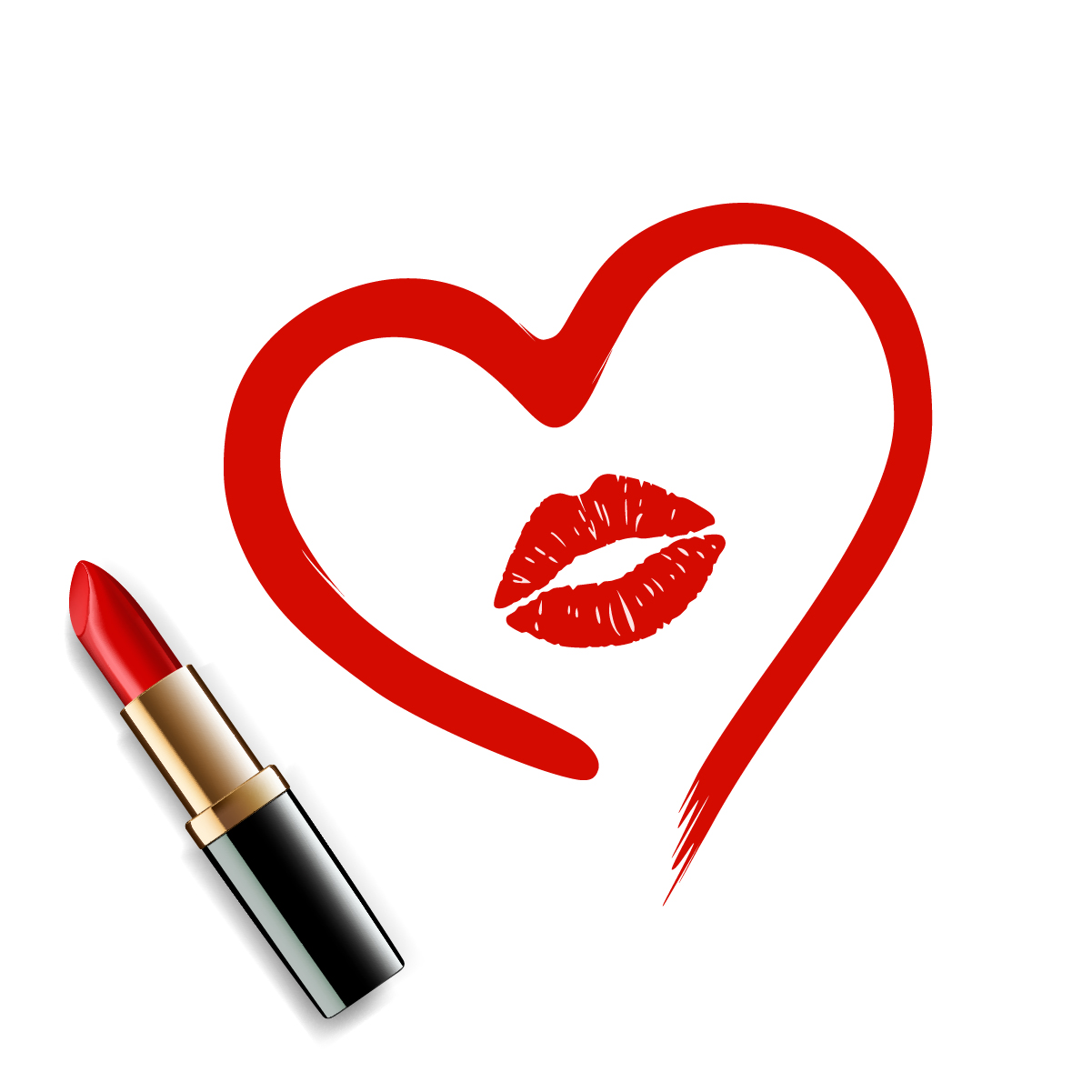 Heart with lipstick vector material 05 material lipstick heart   
