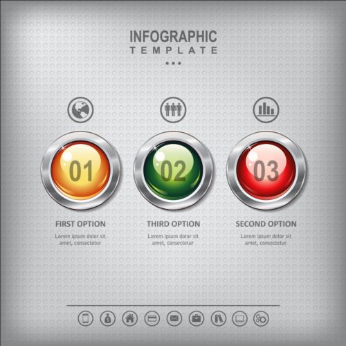 Business infographic with metal button vector 03 metal infographic button business   