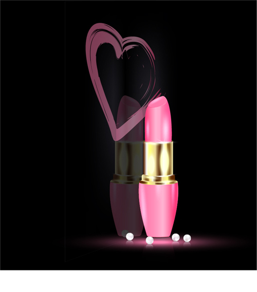 Heart with lipstick vector material 04 material lipstick heart   