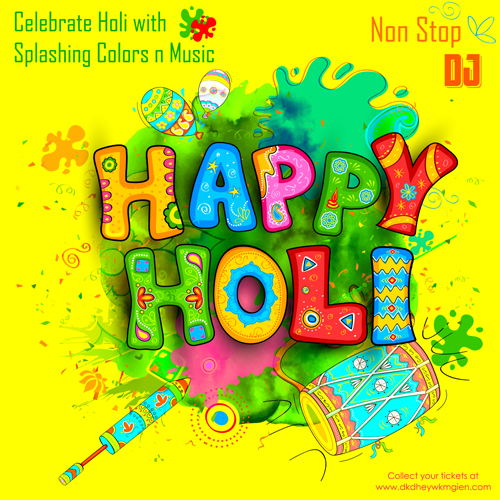 Happy holi music party poster vector poster party music holi happy   