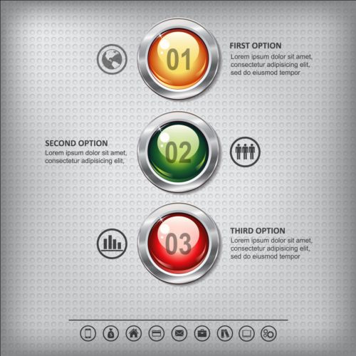 Business infographic with metal button vector 02 metal infographic button business   