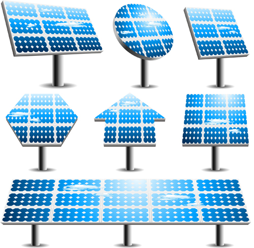 Blue solar panels vector material 03 solar panels material blue   