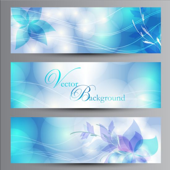 blue banners with floral vector floral blue banners   
