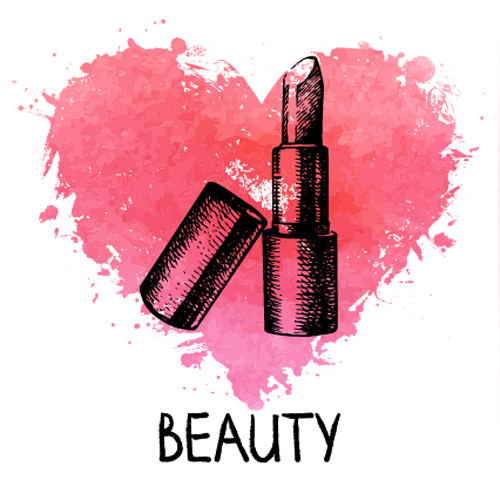 Heart with lipstick vector material 03 material lipstick heart   