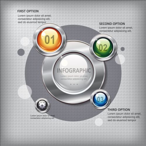 Business infographic with metal button vector 01 metal infographic button business   