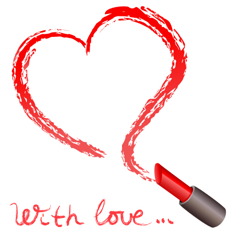 Heart with lipstick vector material 02 material lipstick heart   