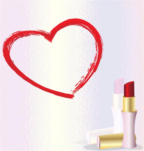 Heart with lipstick vector material 01 material lipstick heart   
