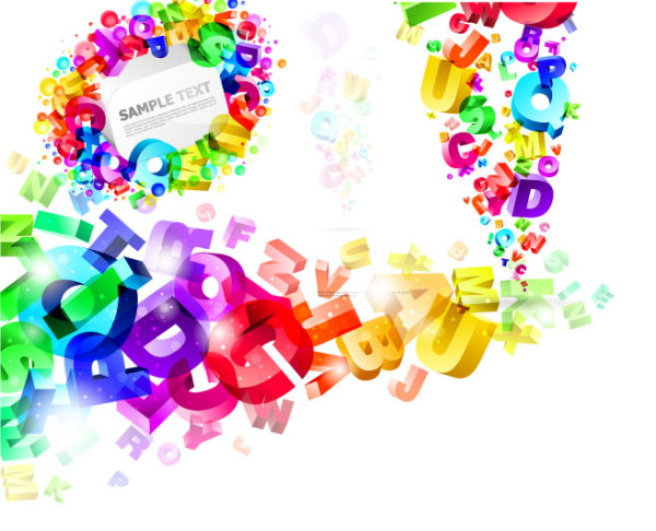 3D Colorful letters background Vector symphony English letters dynamic colorful background   