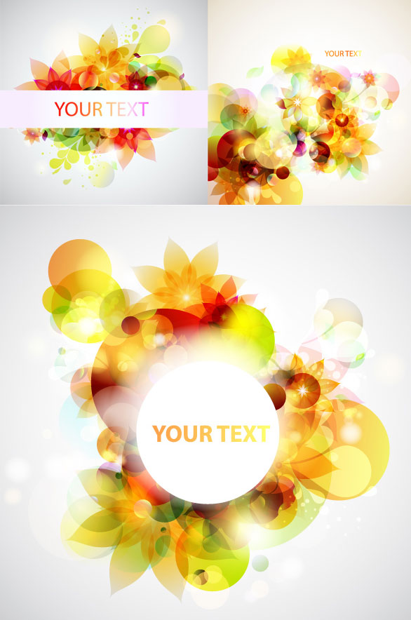 Dazzling flower background vector art symphony superposition Messy glare flowers dream circular   