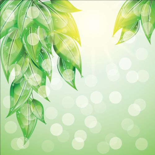 Green leaves with halation background vector.r leaves halation green background   