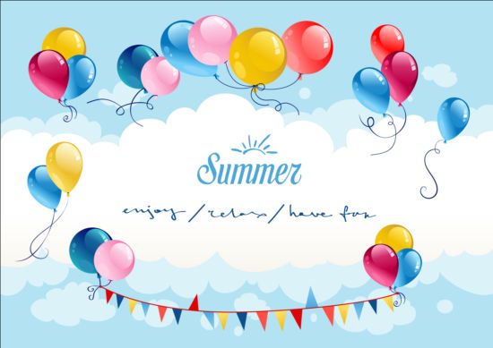 Summer background with balloon vector summer balloon background   