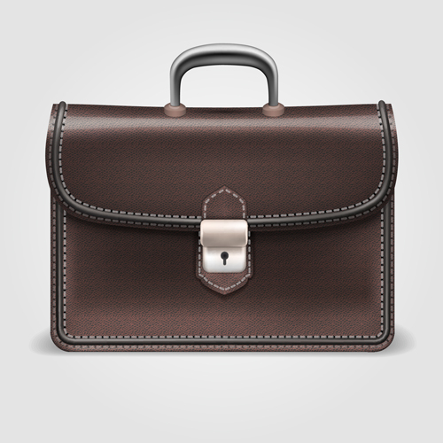 Modern leather briefcase set vector 03 modern leather briefcase   