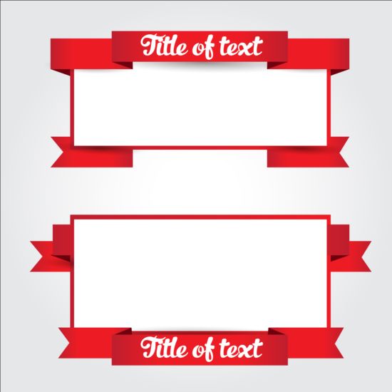 Red ribbon with blank banners vector ribbon red blank banners   