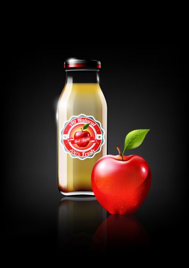 Apple juice and glass bottle vector juice glass bottle apple   