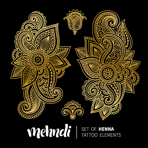 Mehndi styles henna tattoo elements vector 13 tattoo styles Mehndi henna elements   