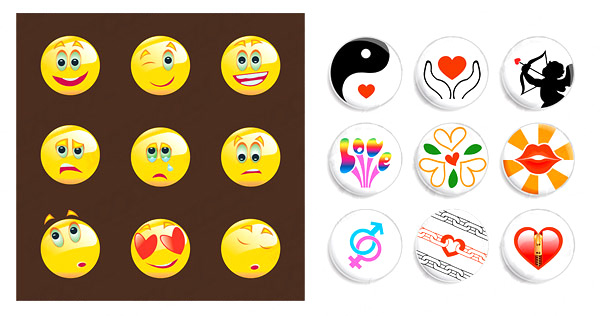Various icons vector mouth love lips heart shaped hands heart gossip emoticons Cupid silhouette and mark   