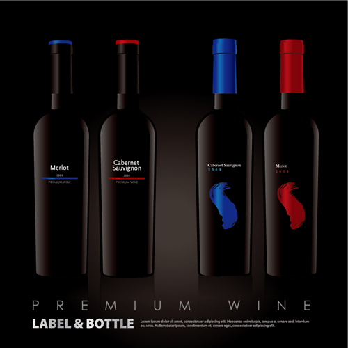 Vector wine bottle design material set 03 wine material design bottle   