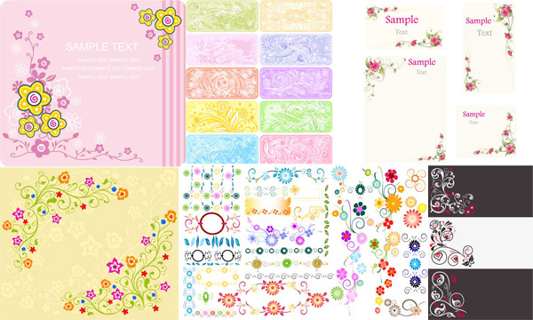 cute style Border Floral vector vector pattern lace flowers   
