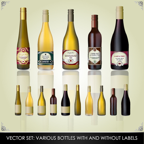 Vector wine bottle design material set 02 wine material design bottle   