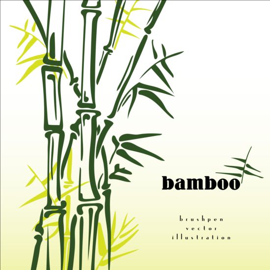Brush pen bamboo background vector illustration 03 pen illustration brush bamboo background   