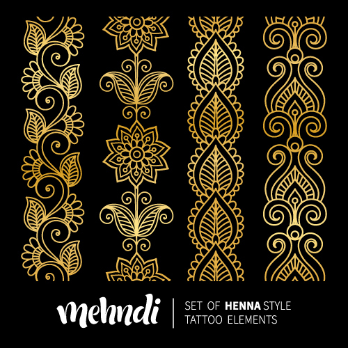 Mehndi styles henna tattoo elements vector 09 tattoo styles Mehndi henna elements   