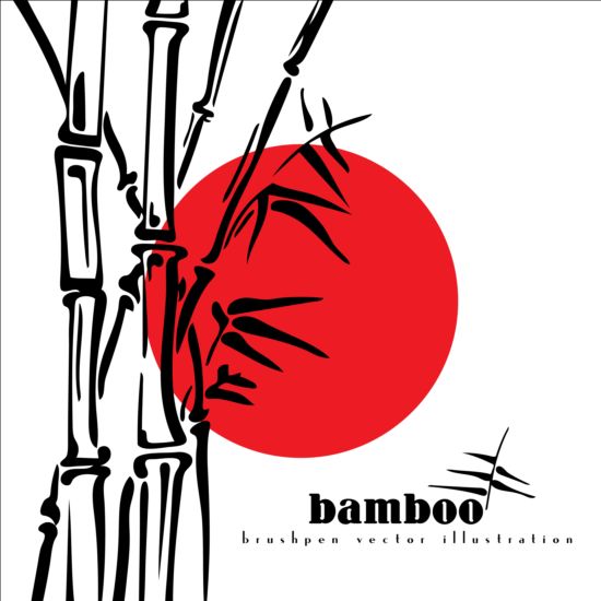 Brush pen bamboo background vector illustration 01 pen illustration brush bamboo background   
