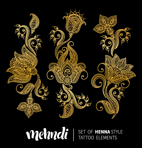 Mehndi styles henna tattoo elements vector 07 tattoo styles Mehndi henna elements   
