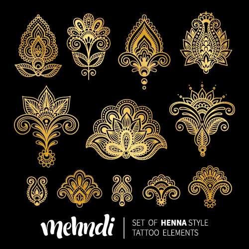 Mehndi styles henna tattoo elements vector 06 tattoo styles Mehndi henna elements   