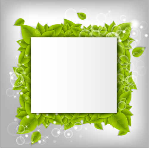 Green leaves frame vectors set 01 leaves green frame   