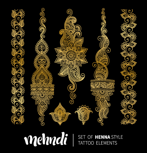 Mehndi styles henna tattoo elements vector 05 tattoo styles Mehndi henna elements   