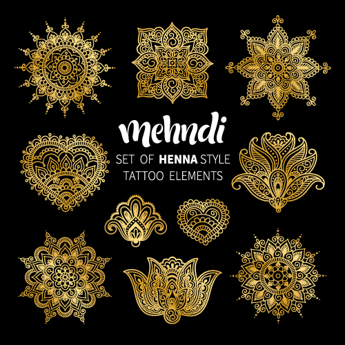 Mehndi styles henna tattoo elements vector 02 tattoo styles Mehndi henna elements   