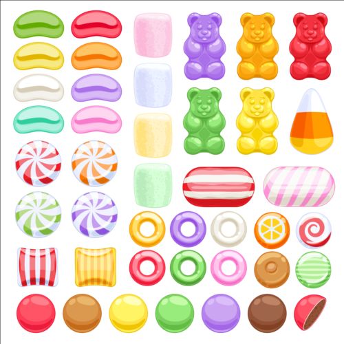 Different sweet candy set vector sweet candy   