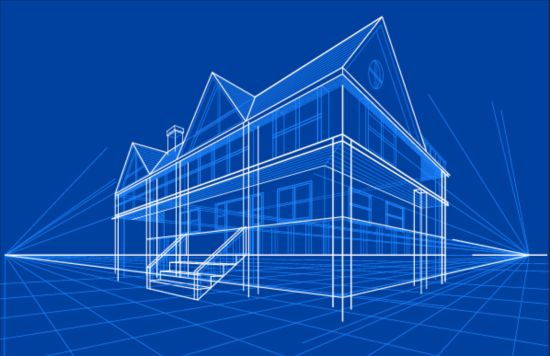 Simple blueprint building vectors design 06 simple building blueprint   