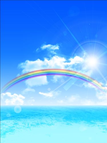Rainbow with sea vector background 02 sea rainbow   