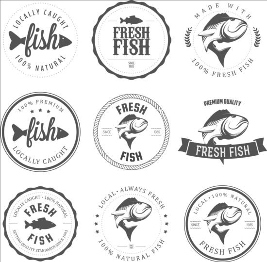 Fresh fish vintage labels vector 01 vintage labels fresh fish   