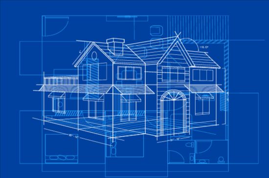 Simple blueprint building vectors design 05 simple building blueprint   