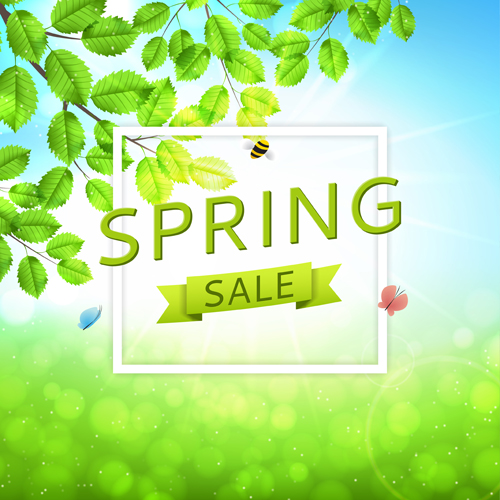 Green spring sale background vector 02 spring sale green background   