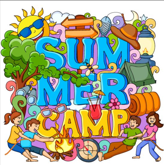 Summer camp doodle vector illustration 01 summer illustration doodle camp   