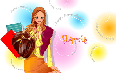 girls shopping set 146 vector Vector figure trend figures shopping bags handbags fashion beautiful beauty bags   