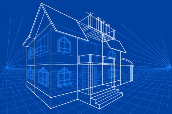 Simple blueprint building vectors design 01 simple building blueprint   