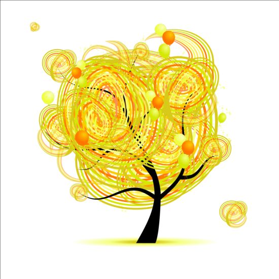 Abstract yellow tree vector yellow tree abstract   