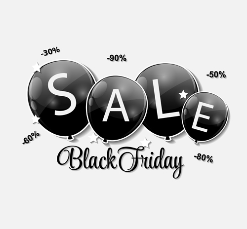 Black friday discounts background with balloon vector friday discounts black balloon background   